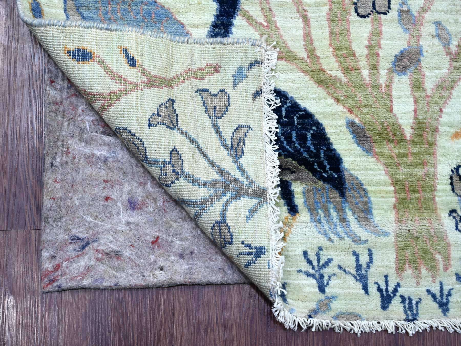 Green 2'7" x 12'3" Oushak And Peshawar Hand knotted Wool Rug - Sku: O021648