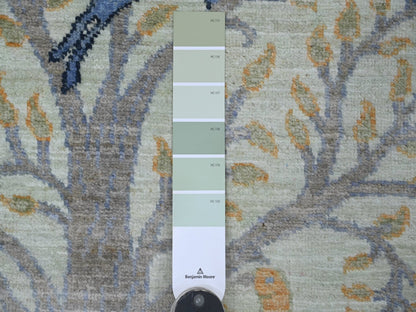 Green 2'7" x 12'3" Oushak And Peshawar Hand knotted Wool Rug - Sku: O021648