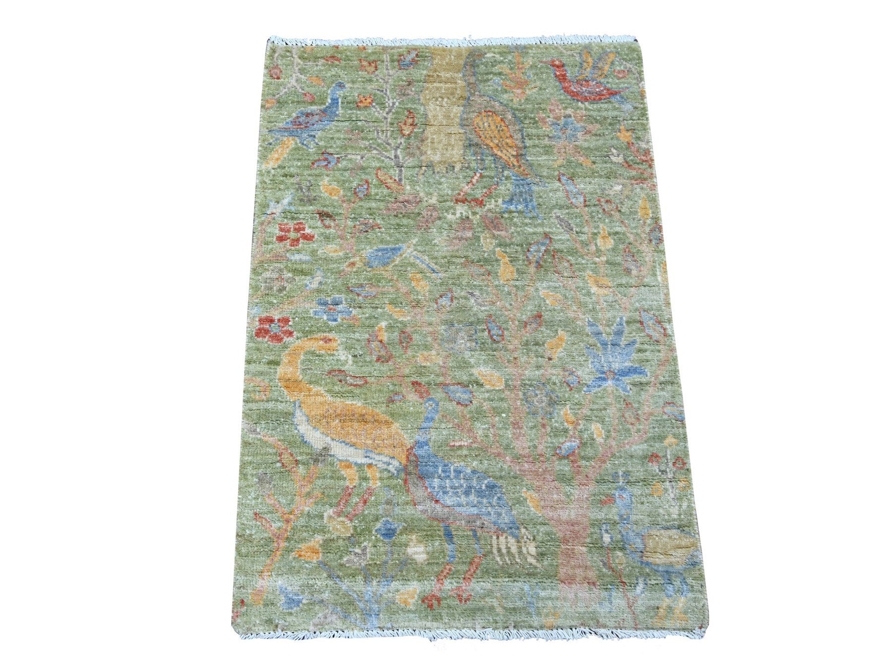 Green 2'1" x 3'0" Oushak And Peshawar Hand knotted Wool Rug - Sku: O021649