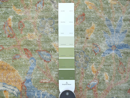 Green 2'1" x 3'0" Oushak And Peshawar Hand knotted Wool Rug - Sku: O021649