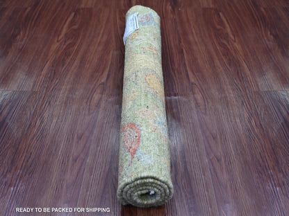 Green 2'1" x 3'0" Oushak And Peshawar Hand knotted Wool Rug - Sku: O021649