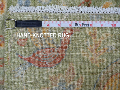 Green 2'1" x 3'0" Oushak And Peshawar Hand knotted Wool Rug - Sku: O021649