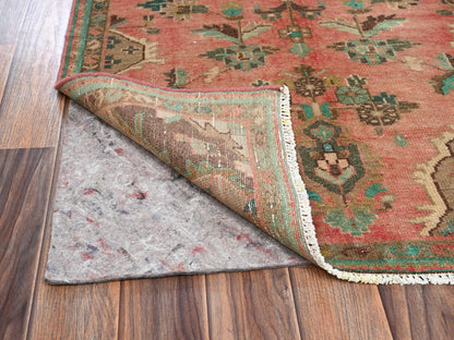 Vintage hand-knotted wool runner in Pink & Brown, 2'7" x 9'2" — SKU O02164 (view 3)