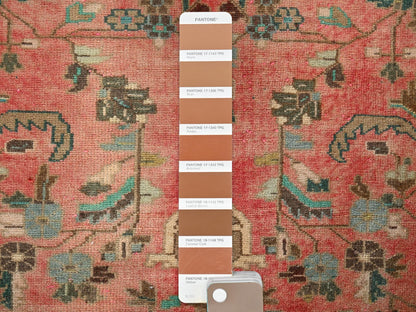 Vintage hand-knotted wool runner in Pink & Brown, 2'7" x 9'2" — SKU O02164 (view 4)