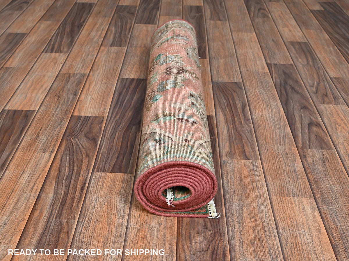 Vintage hand-knotted wool runner in Pink & Brown, 2'7" x 9'2" — SKU O02164 (view 5)
