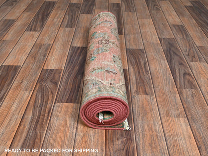 Vintage hand-knotted wool runner in Pink & Brown, 2'7" x 9'2" — SKU O02164 (view 5)