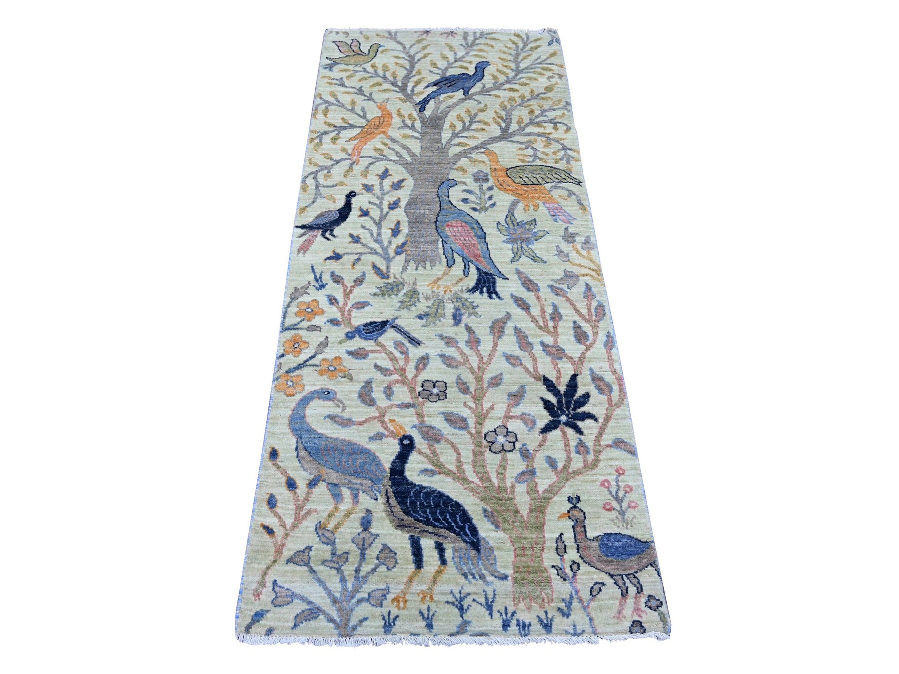 Green 2'7" x 6'3" Oushak And Peshawar Hand knotted Wool Rug - Sku: O021650