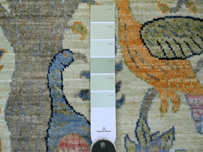 Green 2'7" x 6'3" Oushak And Peshawar Hand knotted Wool Rug - Sku: O021650