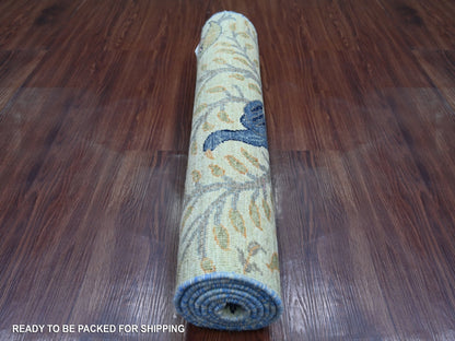 Green 2'7" x 6'3" Oushak And Peshawar Hand knotted Wool Rug - Sku: O021650