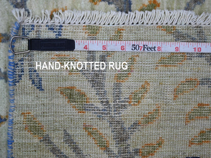 Green 2'7" x 6'3" Oushak And Peshawar Hand knotted Wool Rug - Sku: O021650