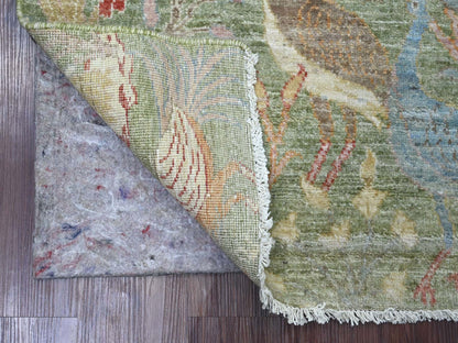 Green 3'0" x 5'0" Oushak And Peshawar Hand knotted Wool Rug - Sku: O021651