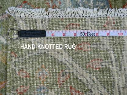 Green 3'0" x 5'0" Oushak And Peshawar Hand knotted Wool Rug - Sku: O021651