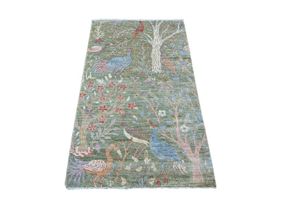Green 3'0" x 4'11" Oushak And Peshawar Hand knotted Wool Rug - Sku: O021653