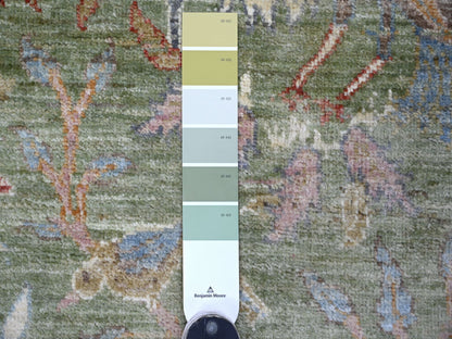Green 3'0" x 4'11" Oushak And Peshawar Hand knotted Wool Rug - Sku: O021653