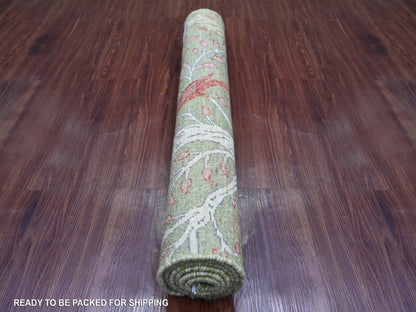 Green 3'0" x 4'11" Oushak And Peshawar Hand knotted Wool Rug - Sku: O021653