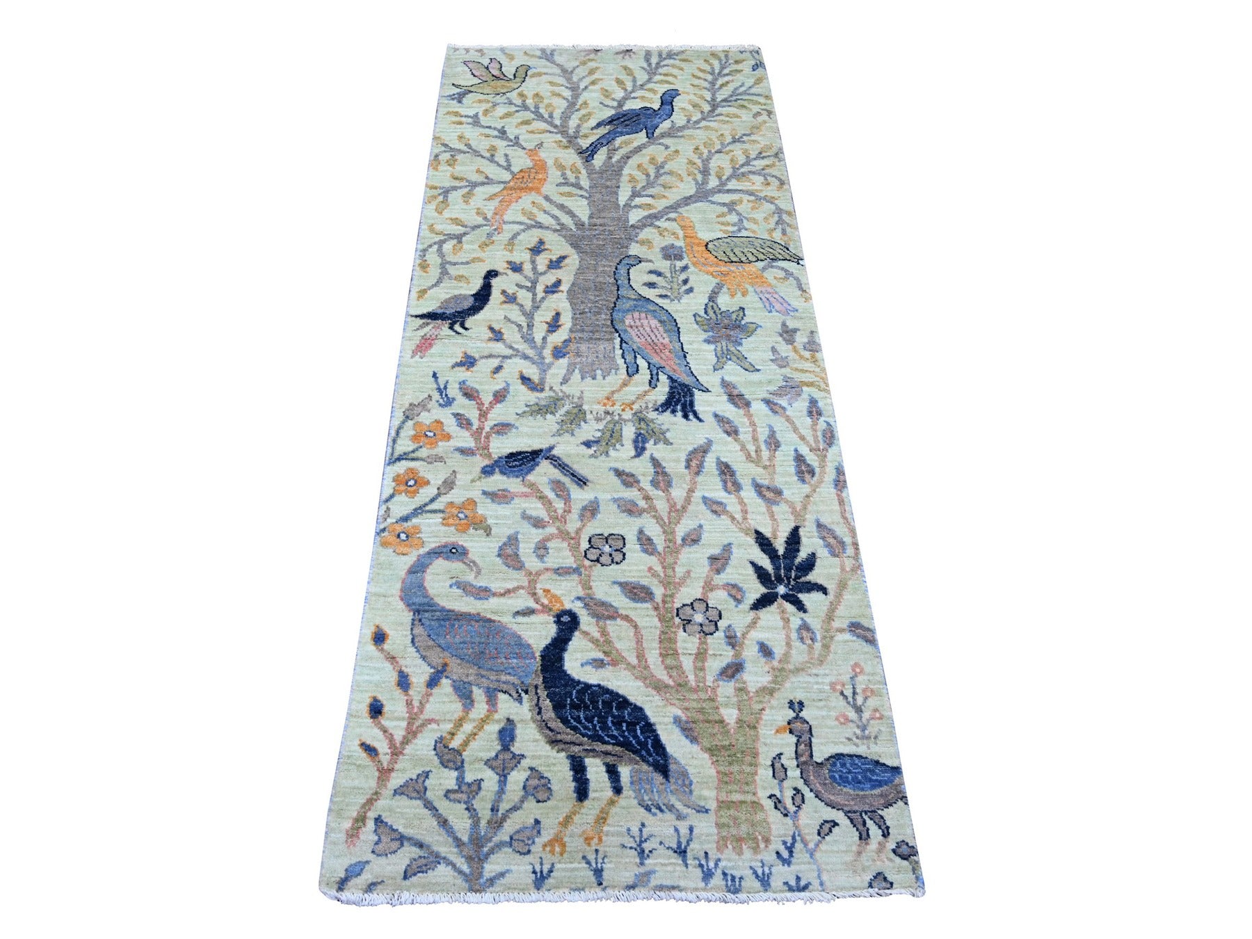 Green 2'7" x 6'2" Oushak And Peshawar Hand knotted Wool Rug - Sku: O021654