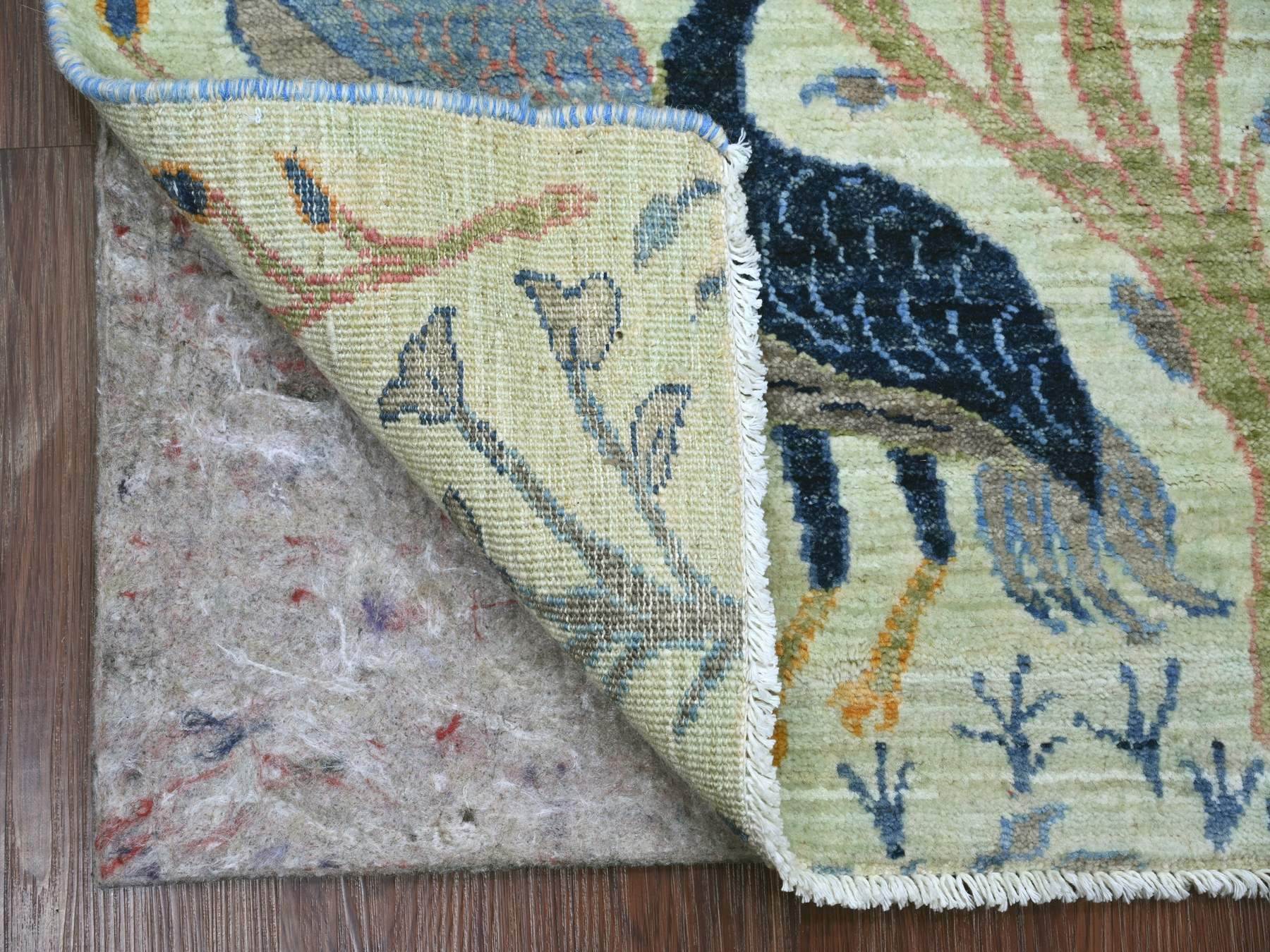 Green 2'7" x 6'2" Oushak And Peshawar Hand knotted Wool Rug - Sku: O021654