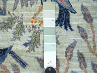 Green 2'7" x 6'2" Oushak And Peshawar Hand knotted Wool Rug - Sku: O021654