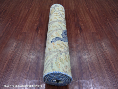 Green 2'7" x 6'2" Oushak And Peshawar Hand knotted Wool Rug - Sku: O021654