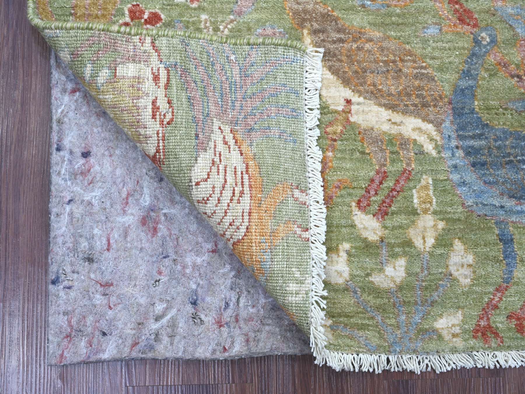 Green 3'0" x 5'3" Oushak And Peshawar Hand knotted Wool Rug - Sku: O021655