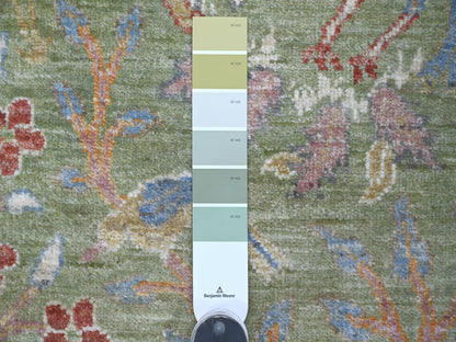 Green 3'0" x 5'3" Oushak And Peshawar Hand knotted Wool Rug - Sku: O021655