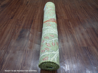 Green 3'0" x 5'3" Oushak And Peshawar Hand knotted Wool Rug - Sku: O021655