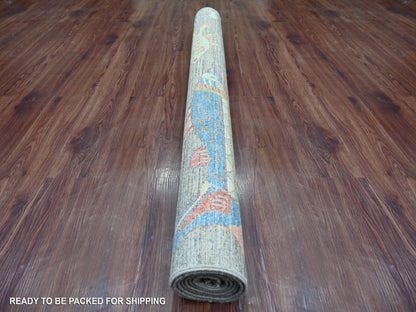 Peshawar Modern / Contemporary hand-knotted wool rug in Gray, 4'11" x 6'6" — SKU O021659 (view 4)
