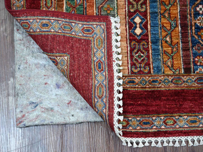 Kazak Tribal & Geometric hand-knotted wool runner in Red, 2'8" x 8'5" — SKU O021665 (view 2)