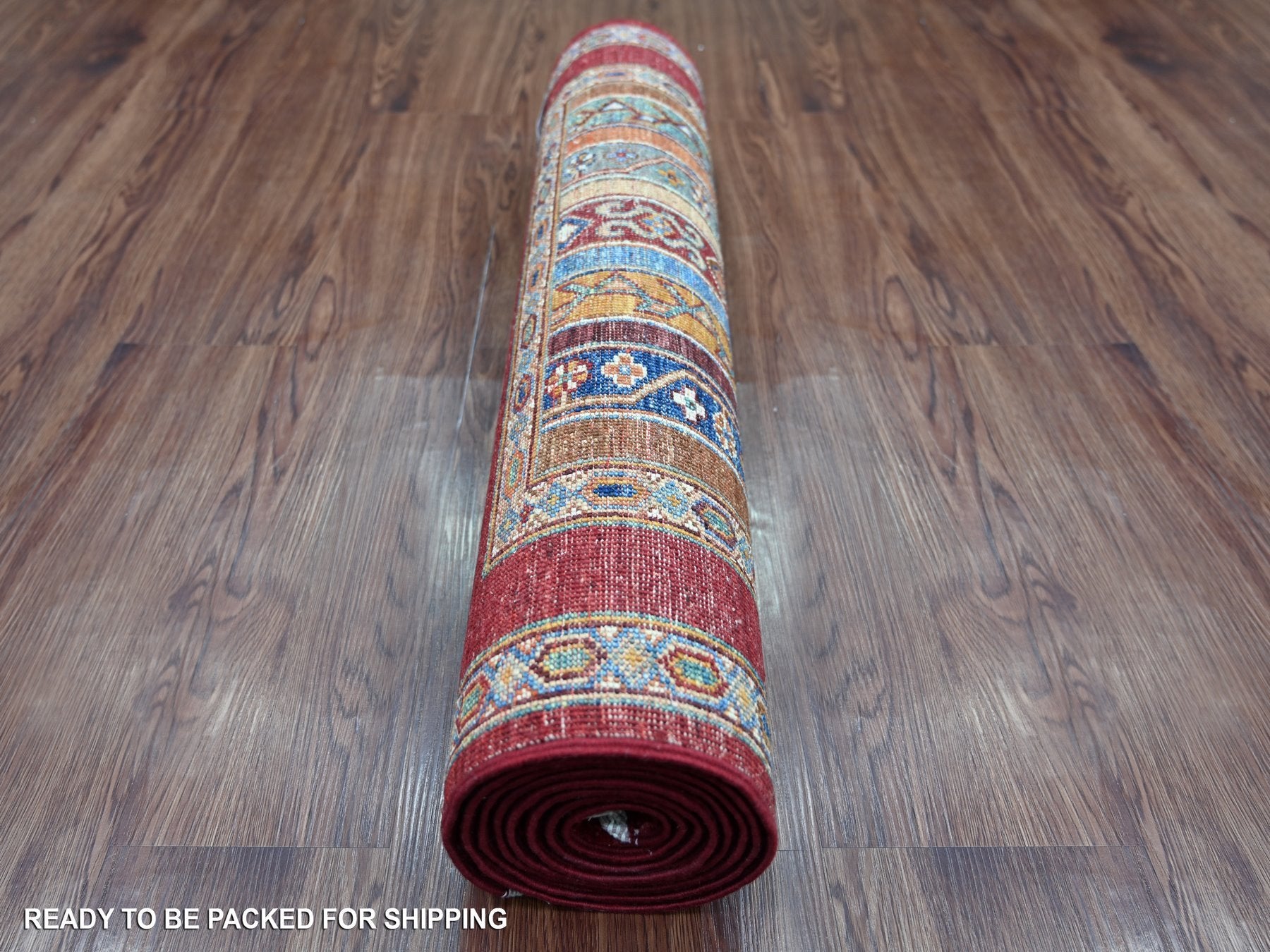 Kazak Tribal & Geometric hand-knotted wool runner in Red, 2'8" x 8'5" — SKU O021665 (view 4)