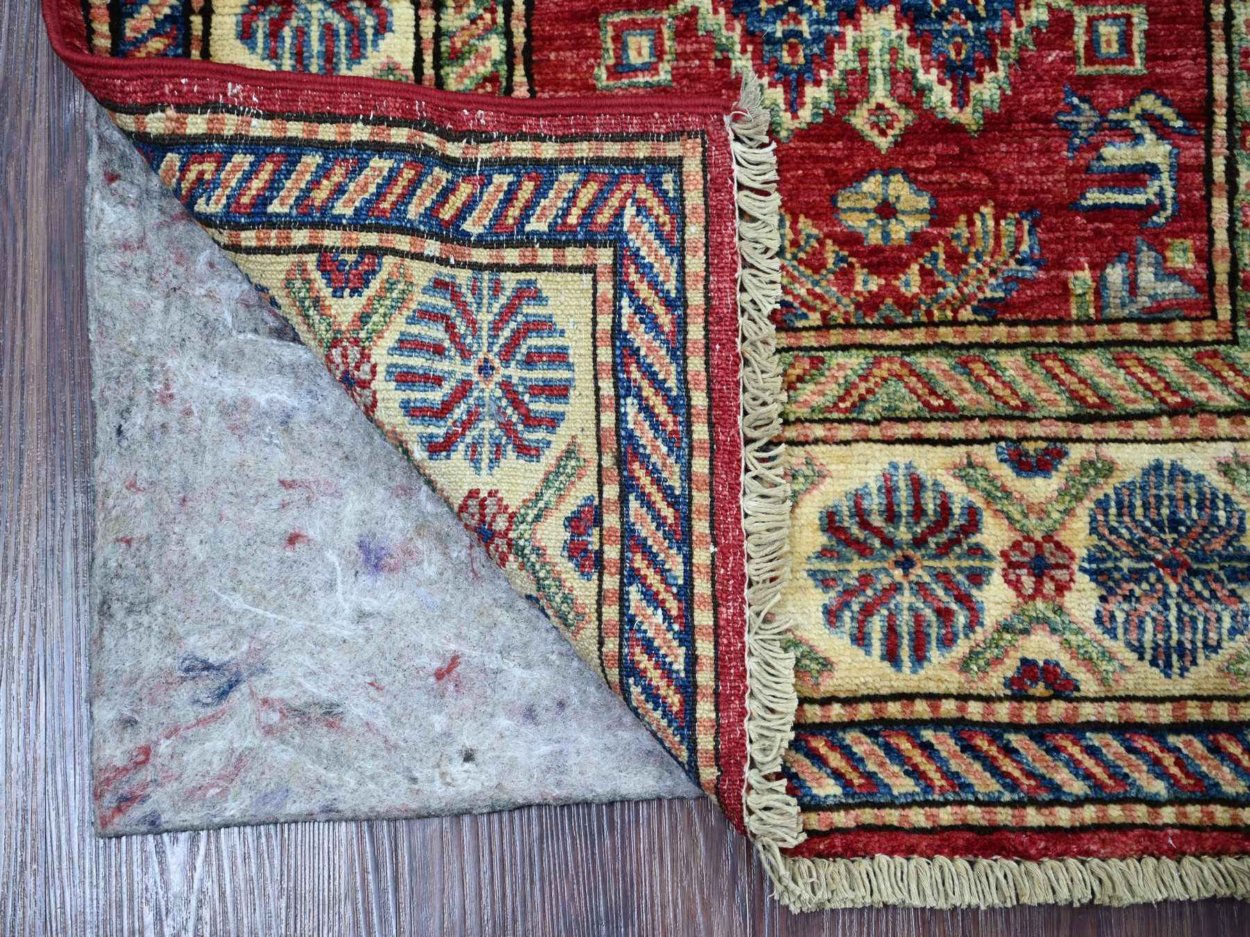 Kazak Tribal & Geometric hand-knotted wool runner in Red & Ivory, 2'4" x 6'9" — SKU O021667 (view 2)