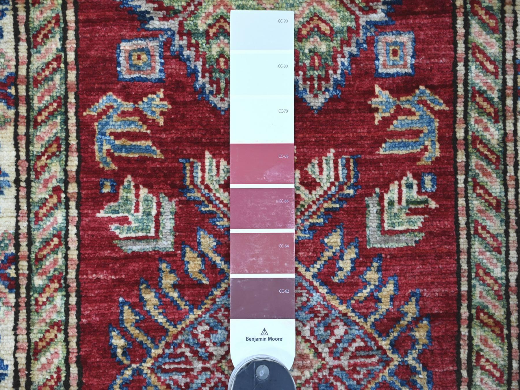 Kazak Tribal & Geometric hand-knotted wool runner in Red & Ivory, 2'4" x 6'9" — SKU O021667 (view 3)