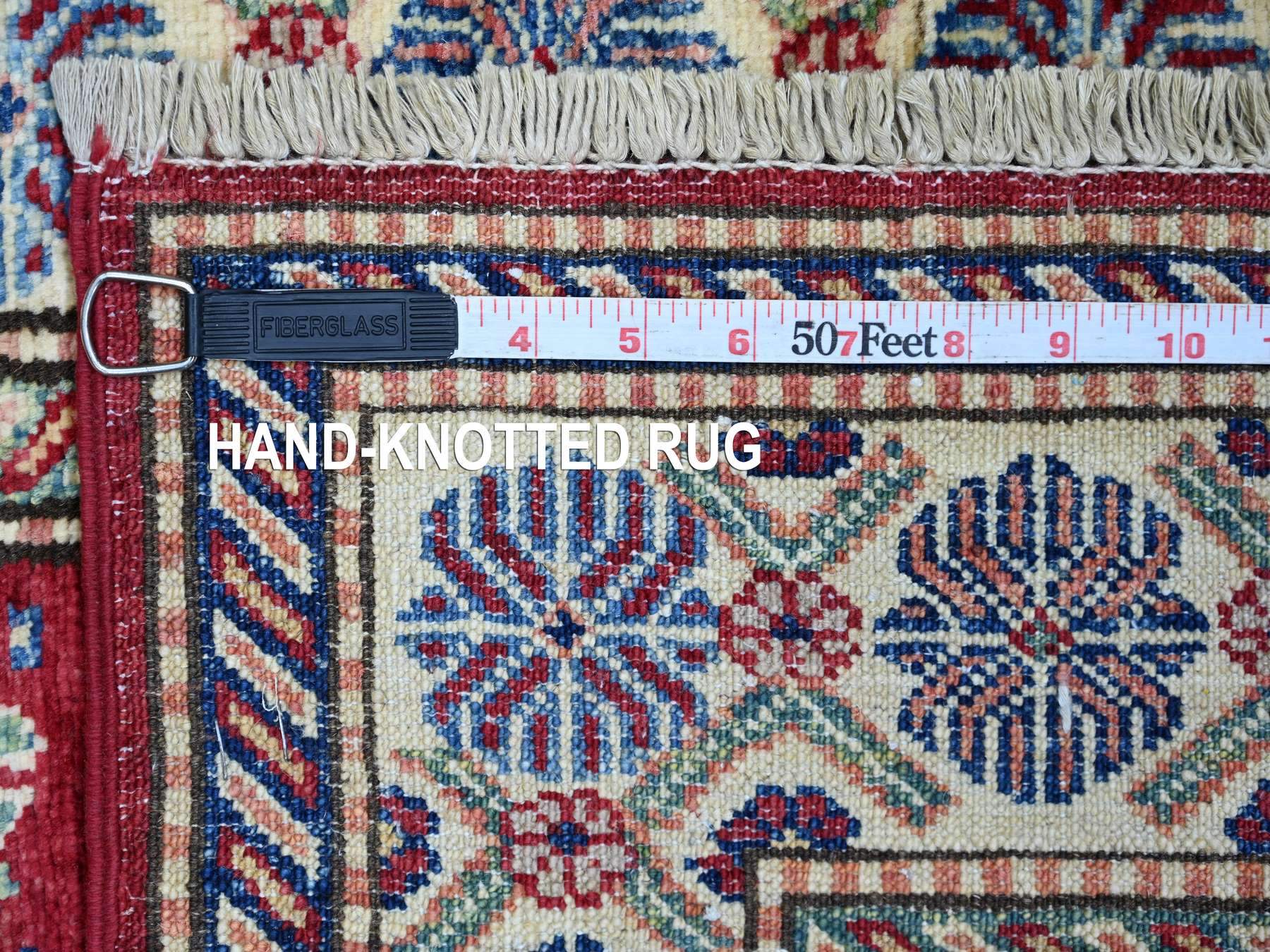 Kazak Tribal & Geometric hand-knotted wool runner in Red & Ivory, 2'4" x 6'9" — SKU O021667 (view 6)