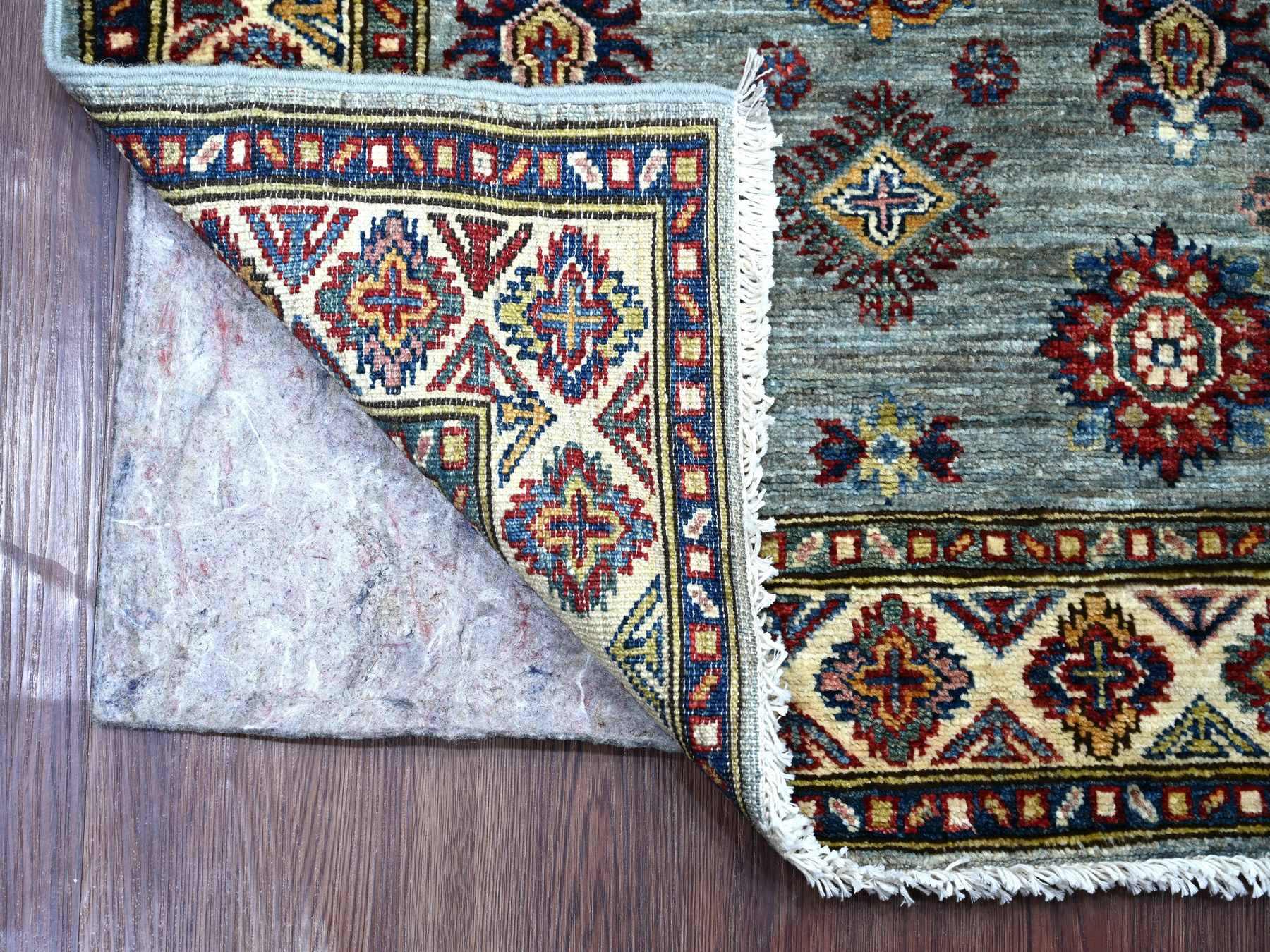 Kazak Tribal & Geometric hand-knotted wool rug in Gray & Ivory, 2'7" x 3'10" — SKU O021669 (view 2)