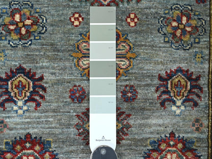 Kazak Tribal & Geometric hand-knotted wool rug in Gray & Ivory, 2'7" x 3'10" — SKU O021669 (view 3)