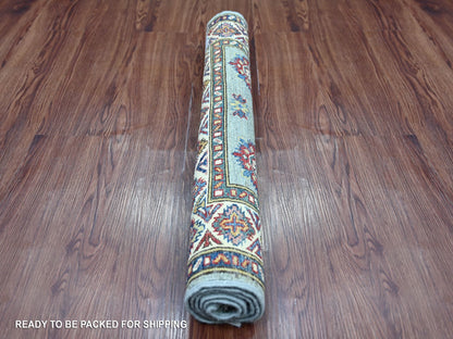 Kazak Tribal & Geometric hand-knotted wool rug in Gray & Ivory, 2'7" x 3'10" — SKU O021669 (view 4)