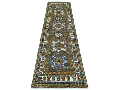 Brown 2'7" x 9'4" Tribal & Geometric Hand knotted Wool Rug - Sku: O021671