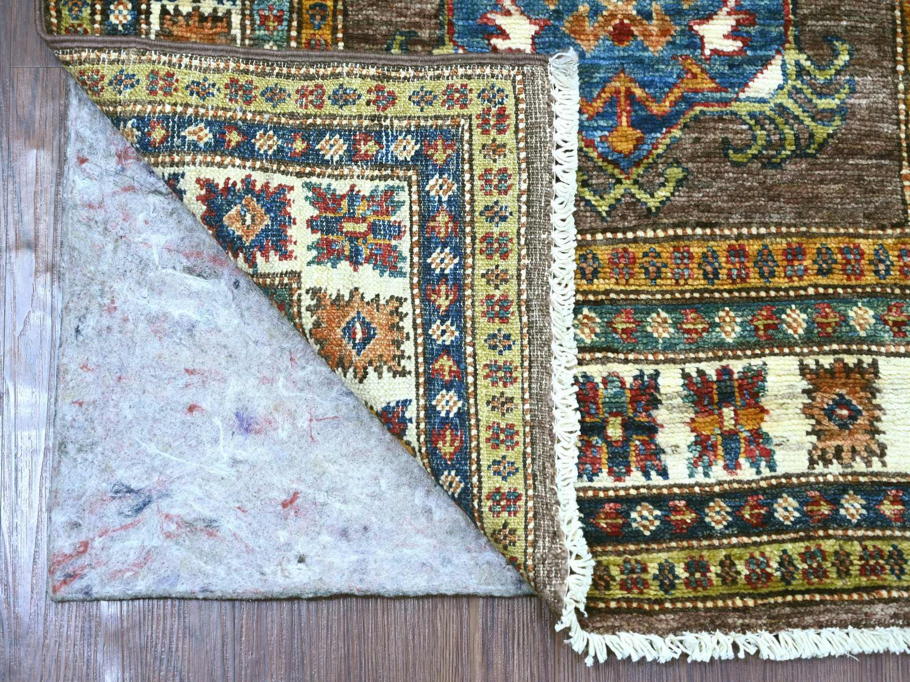 Brown 2'7" x 9'4" Tribal & Geometric Hand knotted Wool Rug - Sku: O021671