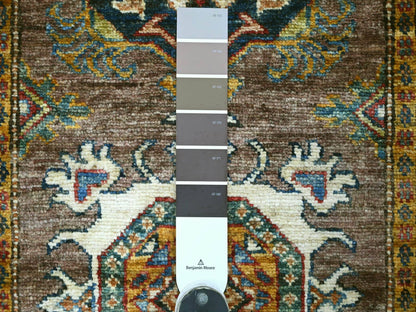 Brown 2'7" x 9'4" Tribal & Geometric Hand knotted Wool Rug - Sku: O021671
