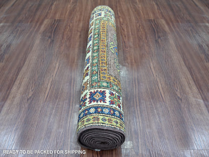 Brown 2'7" x 9'4" Tribal & Geometric Hand knotted Wool Rug - Sku: O021671
