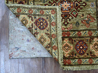 Green 2'7" x 4'6" Tribal & Geometric Hand knotted Wool Rug - Sku: O021673