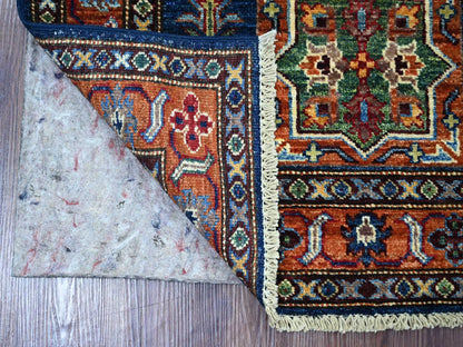 Blue 2'9" x 4'1" Tribal & Geometric Hand knotted Wool Rug - Sku: O021674
