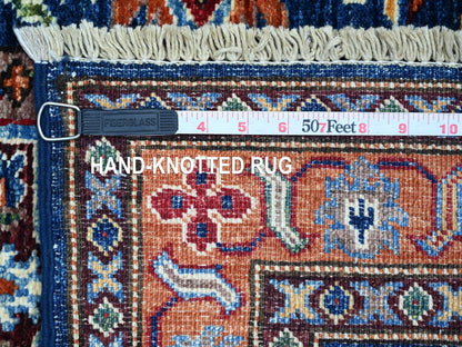 Blue 2'9" x 4'1" Tribal & Geometric Hand knotted Wool Rug - Sku: O021674