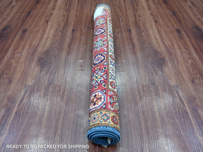 Blue 2'10" x 3'11" Tribal & Geometric Hand knotted Wool Rug - Sku: O021675