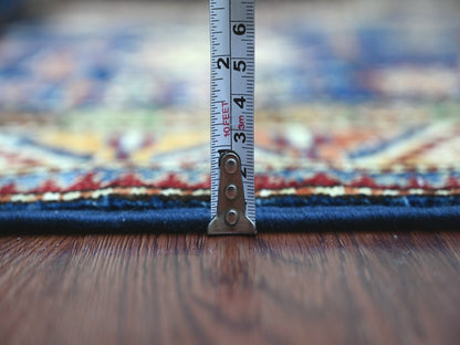 Blue 2'10" x 4'0" Tribal & Geometric Hand knotted Wool Rug - Sku: O021676