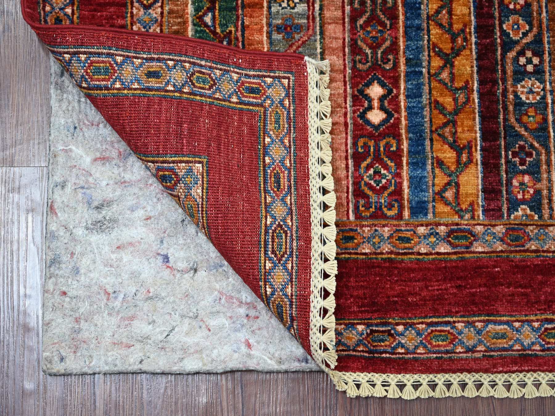Kazak Tribal & Geometric hand-knotted wool runner in Red & Red,, 2'9" x 8'5" — SKU O021678 (view 2)