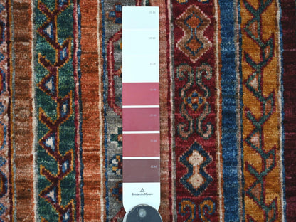 Kazak Tribal & Geometric hand-knotted wool runner in Red & Red,, 2'9" x 8'5" — SKU O021678 (view 3)