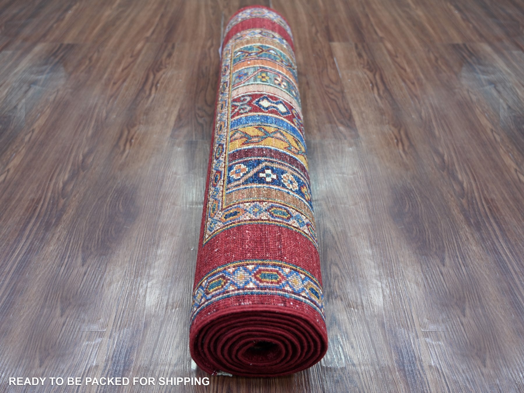 Kazak Tribal & Geometric hand-knotted wool runner in Red & Red,, 2'9" x 8'5" — SKU O021678 (view 4)