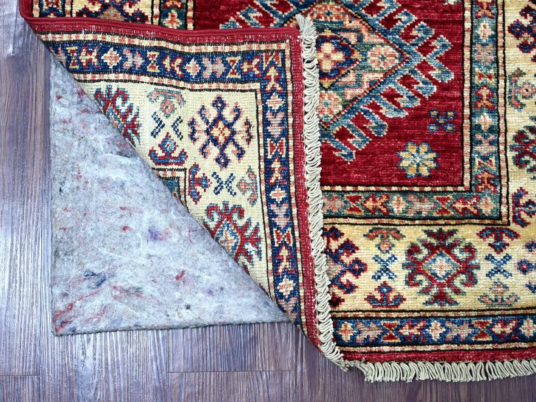 Kazak Tribal & Geometric hand-knotted wool runner in Red & Ivory, 2'6" x 8'3" — SKU O021681 (view 2)