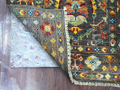 Tribal & Geometric hand-knotted wool rug in Gray, 2'8" x 4' — SKU O021682 (view 2)