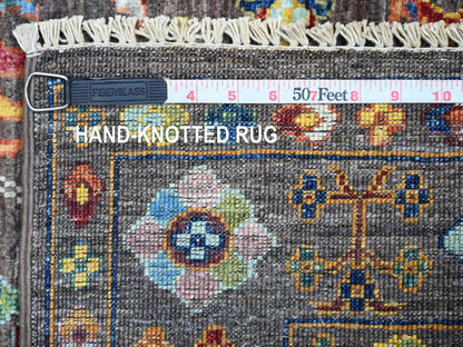 Tribal & Geometric hand-knotted wool rug in Gray, 2'8" x 4' — SKU O021682 (view 6)
